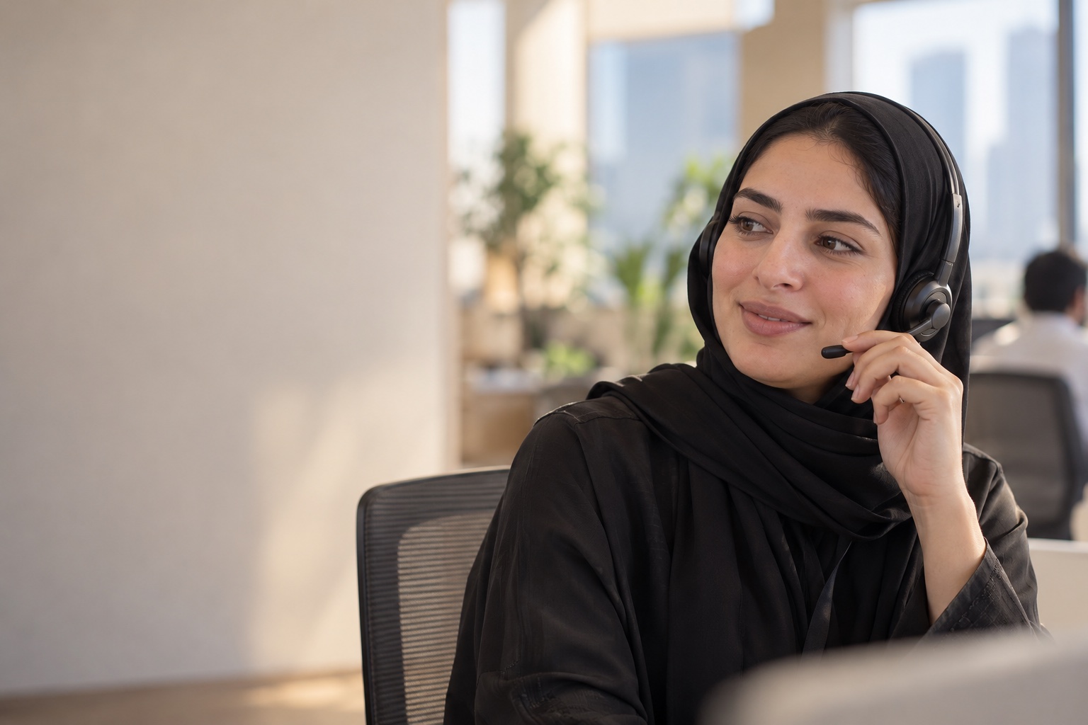 A customer support specialist helping a customer